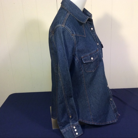 Levis Womens Western Denim shirt with peral snaps size medium - Picture 5 of 7